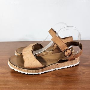 Paul Green Shoes Womens Size 7.5 UK  10 US Open Toe Leather Tan Sandal *FLAWS*